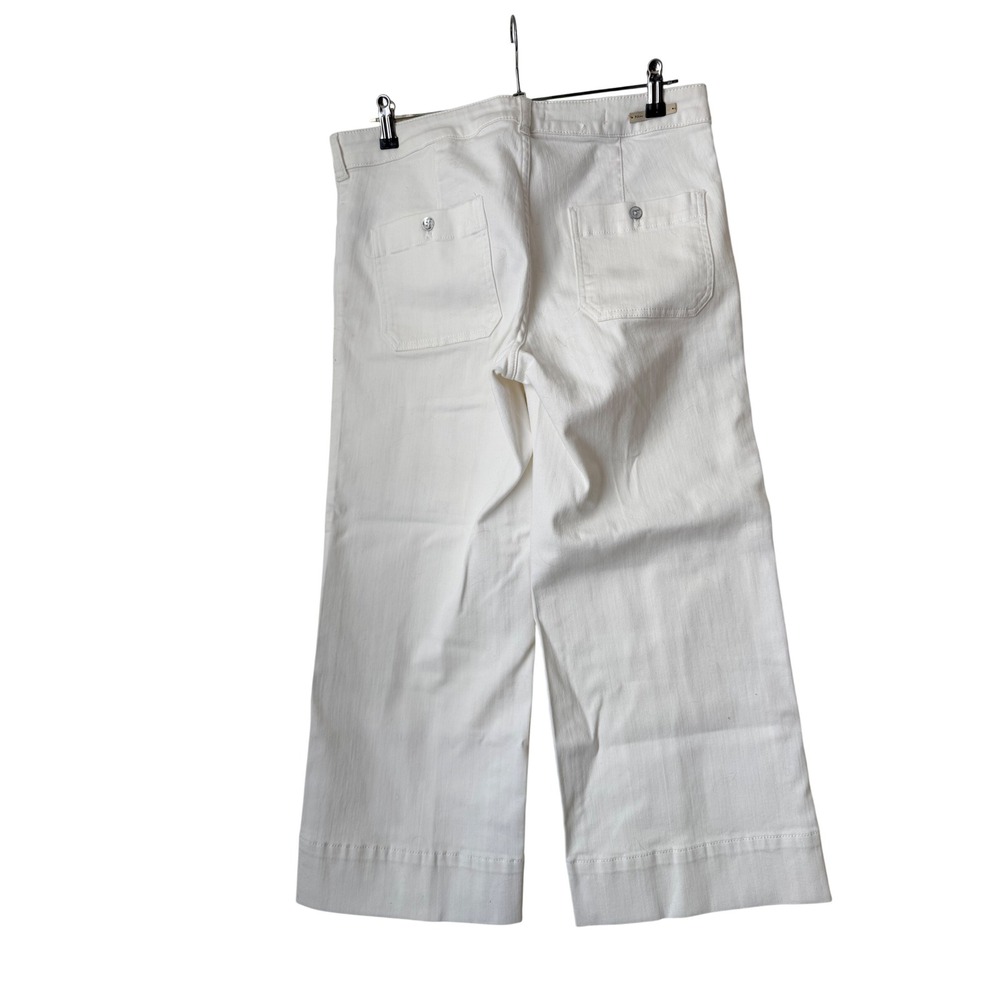 Pilcro and the Letterpress White Wide Leg Crop Jeans Patch Pocket Womens 31 EUC - Picture 7 of 7